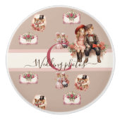 Schattigee Victoriaans dieren artsy Valentijn Mono Keramische Knop (Voorkant)