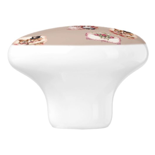 Schattigee Victoriaans dieren artsy Valentijn Mono Keramische Knop (Zijkant)