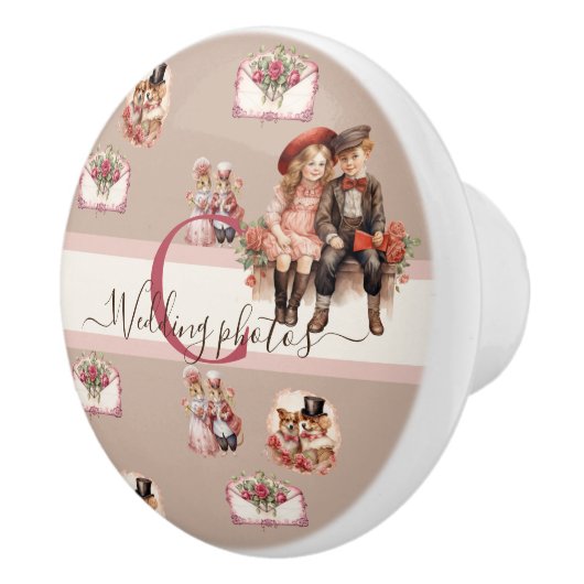 Schattigee Victoriaans dieren artsy Valentijn Mono Keramische Knop (Rechts)