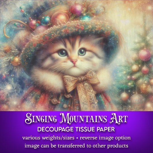 Schattigee Victoriaans Kerstkitten en Boomontkoppe Tissuepapier