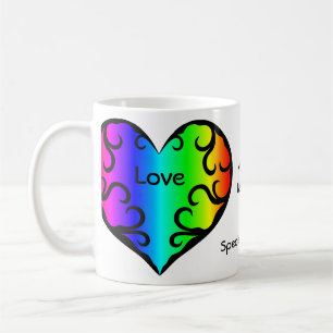 Schattigee Victoriaans regenboog hartje jubileum Koffiemok