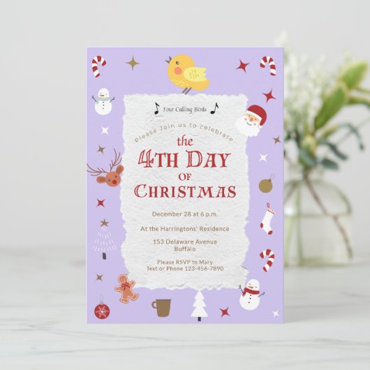 Schattigee vierde dag van de traditionele kerstpar kaart (Staand voorkant)