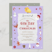 Schattigee vierde dag van de traditionele kerstpar kaart (Voorkant / Achterkant)