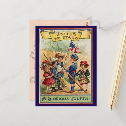 Schattigee  Vierde Juli Patriottisch Briefkaart (Voorkant / Achterkant in situ)