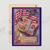 Schattigee Vierde Juli Patriottische Lady Liberty Briefkaart (Voorkant / Achterkant)