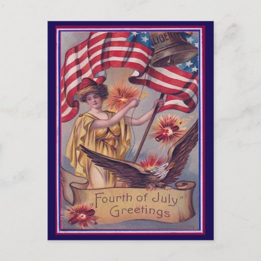 Schattigee  Vierde Juli Patriottische Lady Liberty Briefkaart (Voorkant)