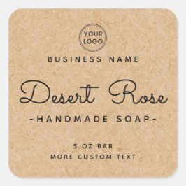 Schattigee vierkante Kraft papier look productlabe Vierkante Sticker