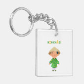 Schattigee Vietnamese "Xin Chào!" Button Sleutelha Sleutelhanger (Voorkant Links)