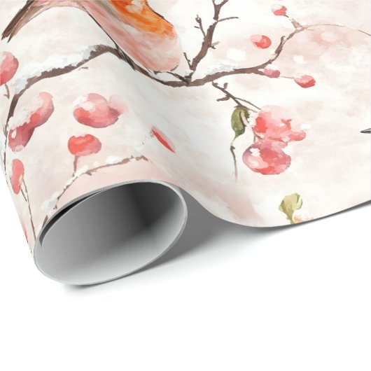 Schattigee vinkenvogel op besneeuwde winterboom &  cadeaupapier (Rol Hoek)