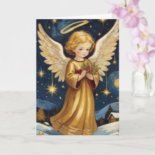 Schattigee Vintage Christmas Angel aangepaste teks Kaart