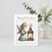 Schattigee Vintage Christmas Angel Briefkaart (Staand voorkant)