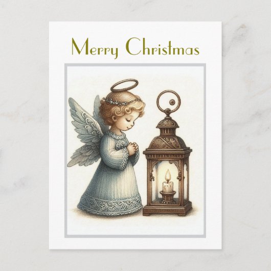 Schattigee Vintage Christmas Angel Briefkaart (Voorkant)