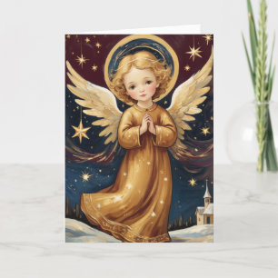 Schattigee Vintage Christmas Angel Custom Bericht Feestdagen Kaart