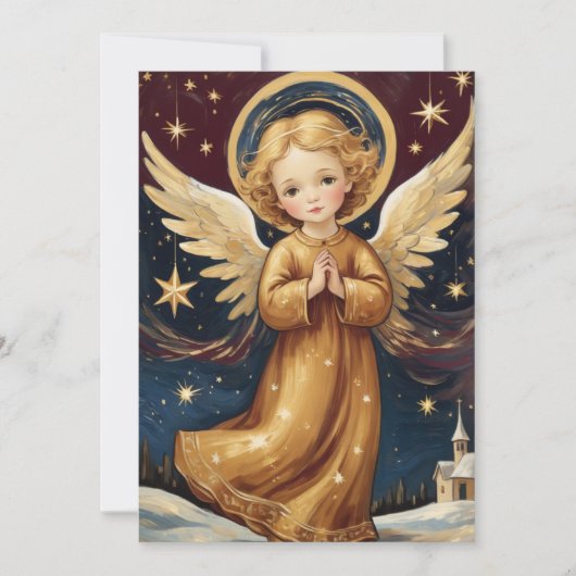 Schattigee Vintage Christmas Angel Custom Bericht Feestdagenkaart (Voorkant)