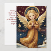 Schattigee Vintage Christmas Angel Custom Bericht Feestdagenkaart (Voorkant / Achterkant)