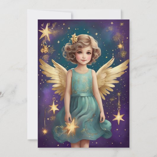 Schattigee Vintage Christmas Angel Custom Bericht Feestdagenkaart (Voorkant)