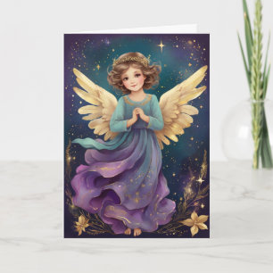 Schattigee Vintage Christmas Angel Custom Bericht Kaart