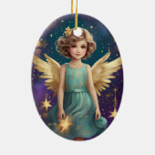 Schattigee Vintage Christmas Angel Keramisch Ornament (Achterkant)