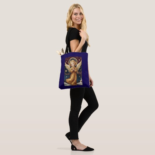 Schattigee Vintage Christmas Angel Tote Bag (Op model)
