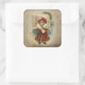 Schattigee Vintage Christmas Shopper Vierkante Sticker (Tas)