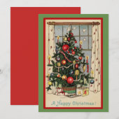 Schattigee Vintage Een Gelukkige Kerstboom Feestdagenkaart (Voorkant / Achterkant)