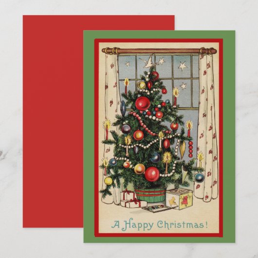 Schattigee Vintage Een Gelukkige Kerstboom Feestdagenkaart (Voorkant / Achterkant)