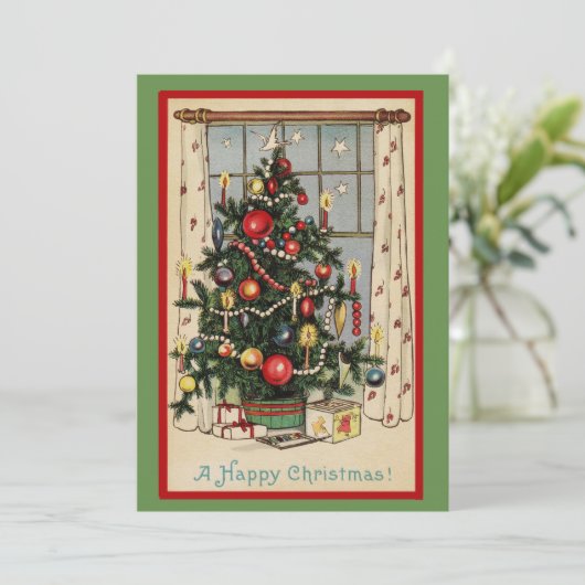 Schattigee Vintage Een Gelukkige Kerstboom Feestdagenkaart (Staand voorkant)