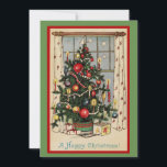 Schattigee Vintage Een Gelukkige Kerstboom Feestdagenkaart<br><div class="desc">Schattigee Vintage kerstboom vakantie kaart.</div>