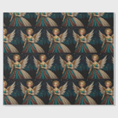 Schattigee vintage kerstavond engel cadeaupapier (Vlak)