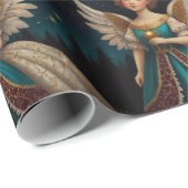 Schattigee vintage kerstavond engel cadeaupapier (Rol Hoek)