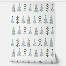 Schattigee vintage kerstbomen behang