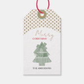 Schattigee vintage kerstboom en sterren cadeaulabel (Voorkant)