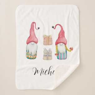 Schattigee vintage kerstcadeau gnoom sherpa deken