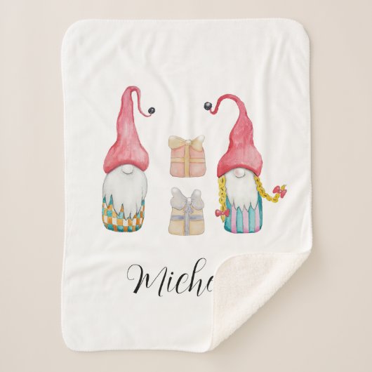 Schattigee vintage kerstcadeau gnoom sherpa deken (Voorkant)