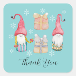 Schattigee vintage kerstcadeau gnoom vierkante sticker