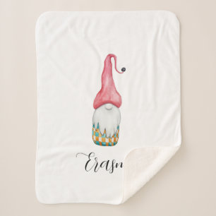 Schattigee vintage kerstgnoom sherpa deken