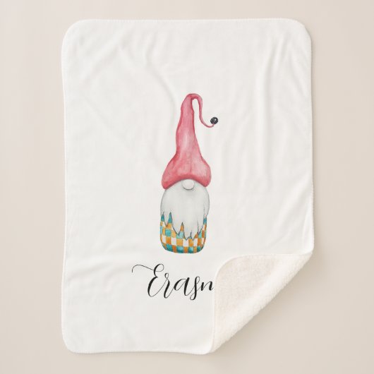 Schattigee vintage kerstgnoom sherpa deken (Voorkant)