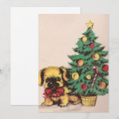 Schattigee Vintage Kersthond Kerstboom Feestdagenkaart (Voorkant / Achterkant)