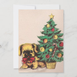 Schattigee Vintage Kersthond Kerstboom Feestdagenkaart