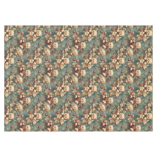 Schattigee vintage kerstteddyberen tafelkleed (Voorkant (Horizontaal))