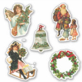 Schattigee vintage kerstvakantie sticker (Voorkant)