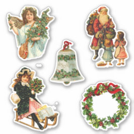 Schattigee vintage kerstvakantie sticker