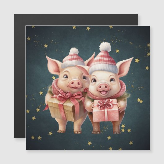 Schattigee vintage kerstvarkens (Voorkant / Achterkant)