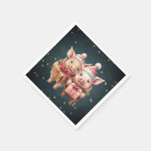 Schattigee vintage kerstvarkens servet (Hoek)