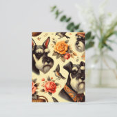 Schattigee Vintage Schnauzer Briefkaart (Staand voorkant)