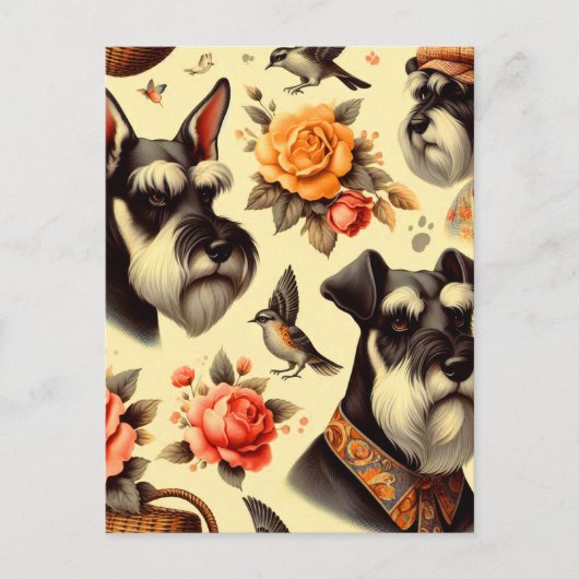 Schattigee Vintage Schnauzer Briefkaart (Voorkant)