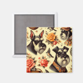 Schattigee Vintage Schnauzer Magneet (Voorkant / Achterkant)