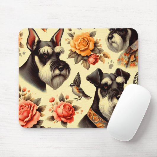 Schattigee Vintage Schnauzer Muismat (Met muis)