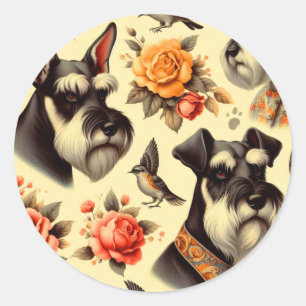 Schattigee Vintage Schnauzer Ronde Sticker