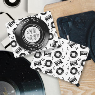 Schattigee Vinyl Record en Cassettebandje Retro Mu Bedankkaart